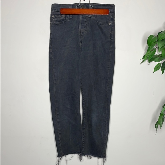 Levi’s Black Denim Jeans with Frayed Hem - Picture 1 of 8